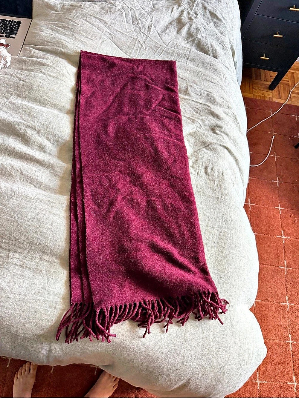 Marc Jacobs Burgundy Fringed Scarf